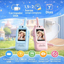Walkie-talkie infantil com videochamada, tela de 2", bateria recarregável e alcance de até 300 metros em áreas abertas.