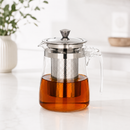 Bule de Vidro com Infusor Inox  Vidrali™ 700ml Chaleira para Chá Ervas Café Mesa Posta Resistente Fácil Limpar Uso Diári