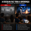 Projetor T6 Mini com Android 13, Wi-Fi 2.4G/5G, resolução nativa HD e suporte a conteúdos de até 4K.
