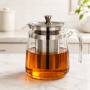 Bule de Vidro com Infusor Inox  Vidrali™ 700ml Chaleira para Chá Ervas Café Mesa Posta Resistente Fácil Limpar Uso Diári