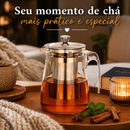 Bule de Vidro com Infusor Inox  Vidrali™ 700ml Chaleira para Chá Ervas Café Mesa Posta Resistente Fácil Limpar Uso Diári
