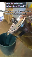 Bule de Vidro com Infusor Inox  Vidrali™ 700ml Chaleira para Chá Ervas Café Mesa Posta Resistente Fácil Limpar Uso Diári