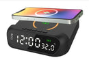 Despertador Digital com Carregador Sem Fio 15W Relógio com Temperatura Alarme Duplo e USB Preto