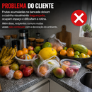 Fruteira 2 Andares de Mesa em Metal e Madeira Organizador Moderno para Cozinha