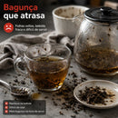 Bule de Vidro com Infusor Inox  Vidrali™ 700ml Chaleira para Chá Ervas Café Mesa Posta Resistente Fácil Limpar Uso Diári