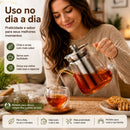 Bule de Vidro com Infusor Inox  Vidrali™ 700ml Chaleira para Chá Ervas Café Mesa Posta Resistente Fácil Limpar Uso Diári
