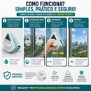 Vidros brilhando dos dois lados com um único movimento.