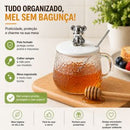 O pote de mel mais fofo da sua cozinha — funcional, delicado e perfeito para deixar sua mesa mais sofisticada.
